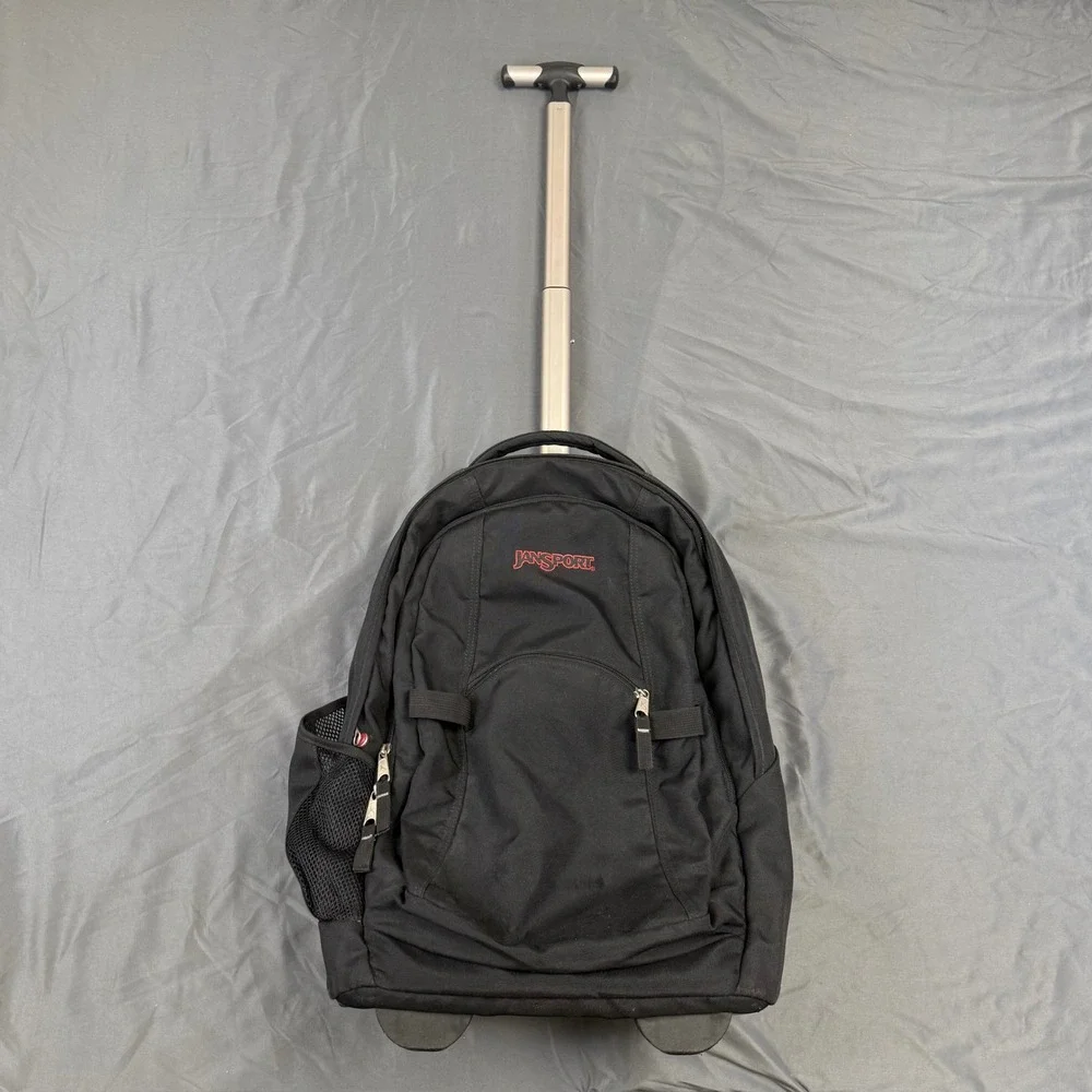JanSport Driver 8 Rolling Backpack Black Telescoping Handle Travel School Bag